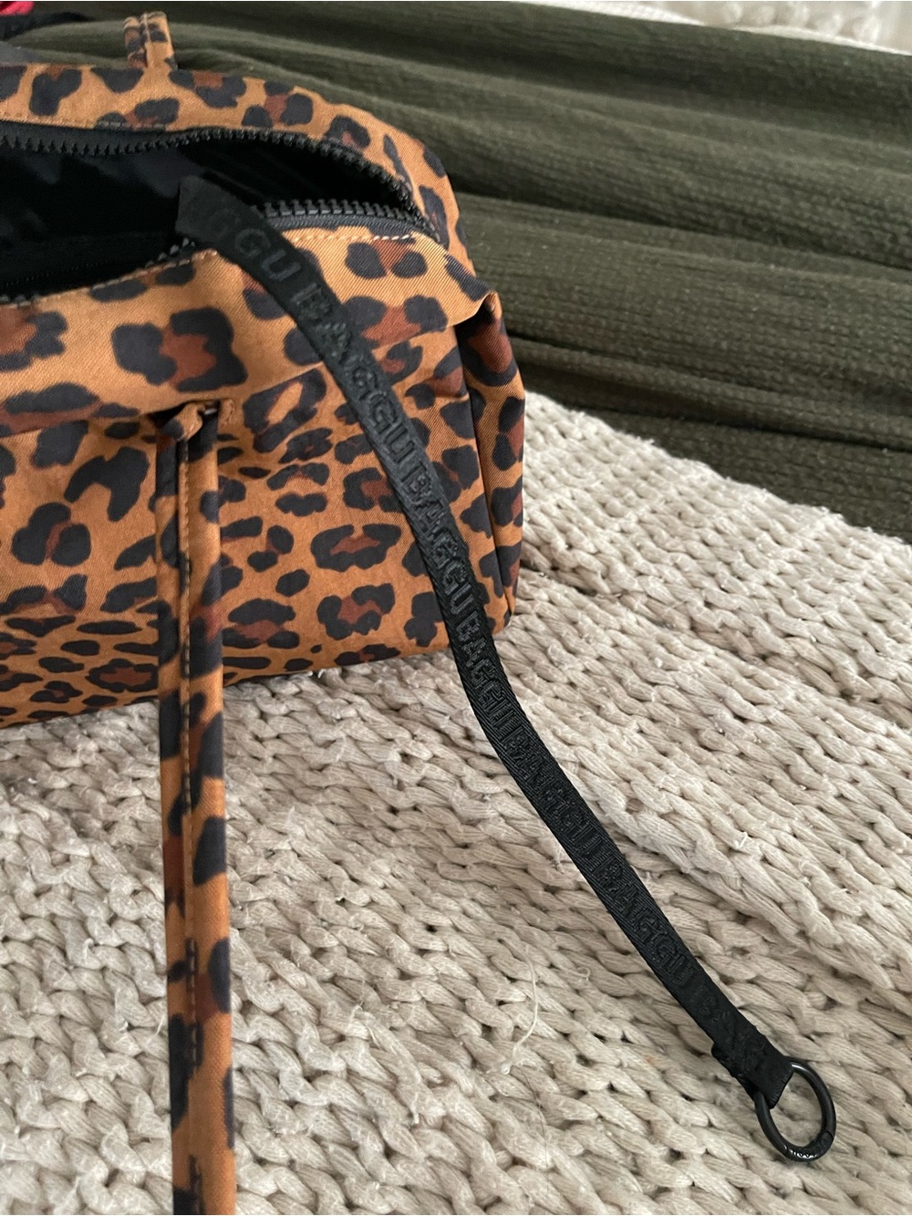 BAGGU Leopard Print Nylon Tote in Brown and Black - Picture 2 of 5